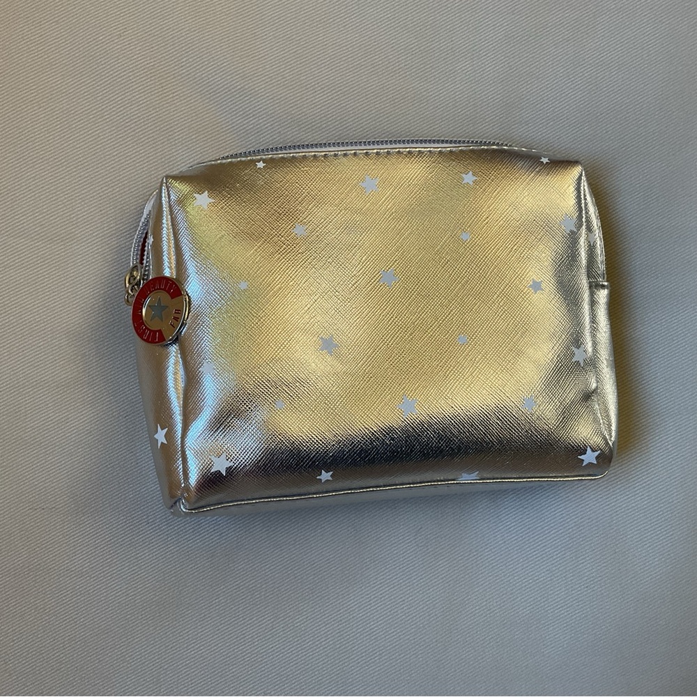 First Aid Beauty Metallic Silver & Stars Cosmetic Pouch
